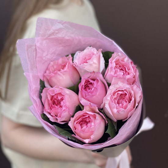 Пионовидная роза Букет из 7 розовых пионовидных роз
